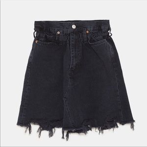 Zara Black Denim Skirt with Elastic Waistband